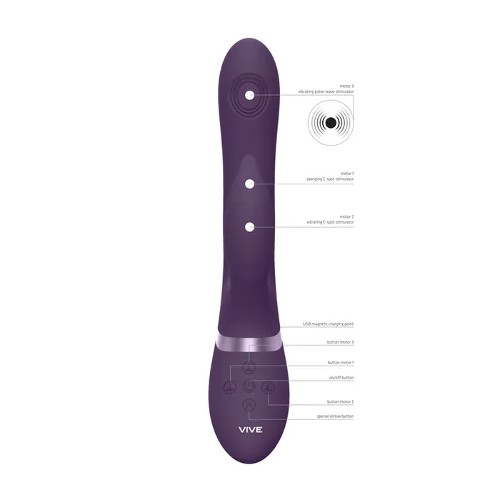 Vibrators | Vive AIMI 3x Motor Swinging Rabbit - Purple 22.3 cm USB Rechargeable Rabbit Vibrator - Shots Toys