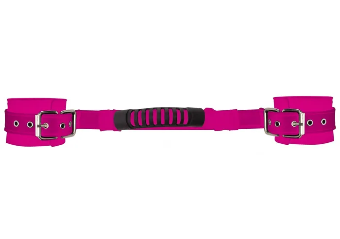 Adjustable Leather Handcuffs Pink Shots Ouch Vibrators