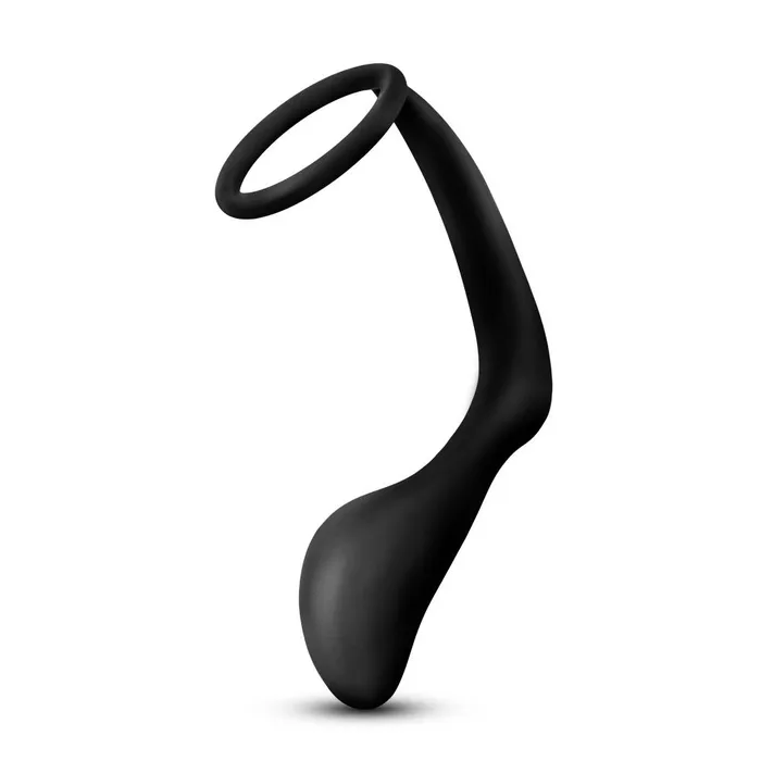 Anal Adventures Platinum Cock Ring Plug Black Blush Novelties Male Sex Toys