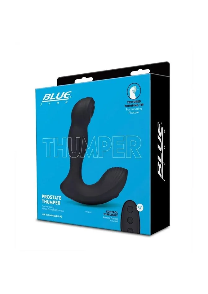 Blue Line Thumper Silicone Rechargeable Prostate Flicking Remote Controlled Stimulator Blue Line CandB Gear Anal