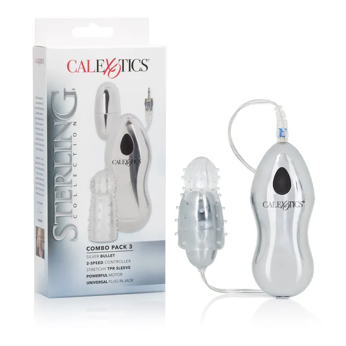 California Exotic Male Sex Toys Sterling Collection Silver Bullet With 2Speed Controller Plus Sleeve