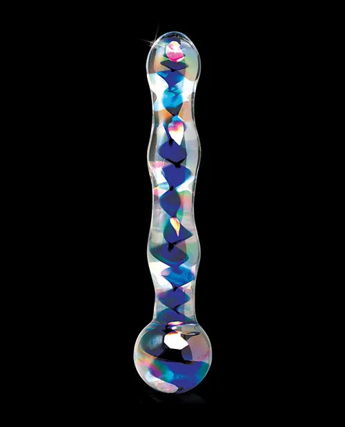 Dildos Icicles No 8 Hand Blown Glass Massager Clear wInside Blue Swirls Pipedream Products