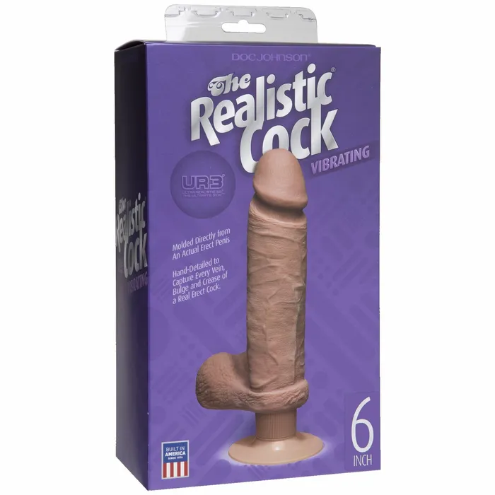 Dildos Realistic Cock UR3 Ultraskyn Vibrating 6 inch Brown Realistic Cocks