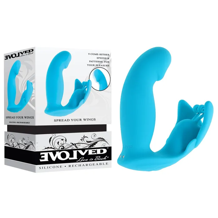 Evolved Vibrators Evolved SPREAD YOUR WINGS Blue USB Rechargeable Wearable Butterfly Vibrator