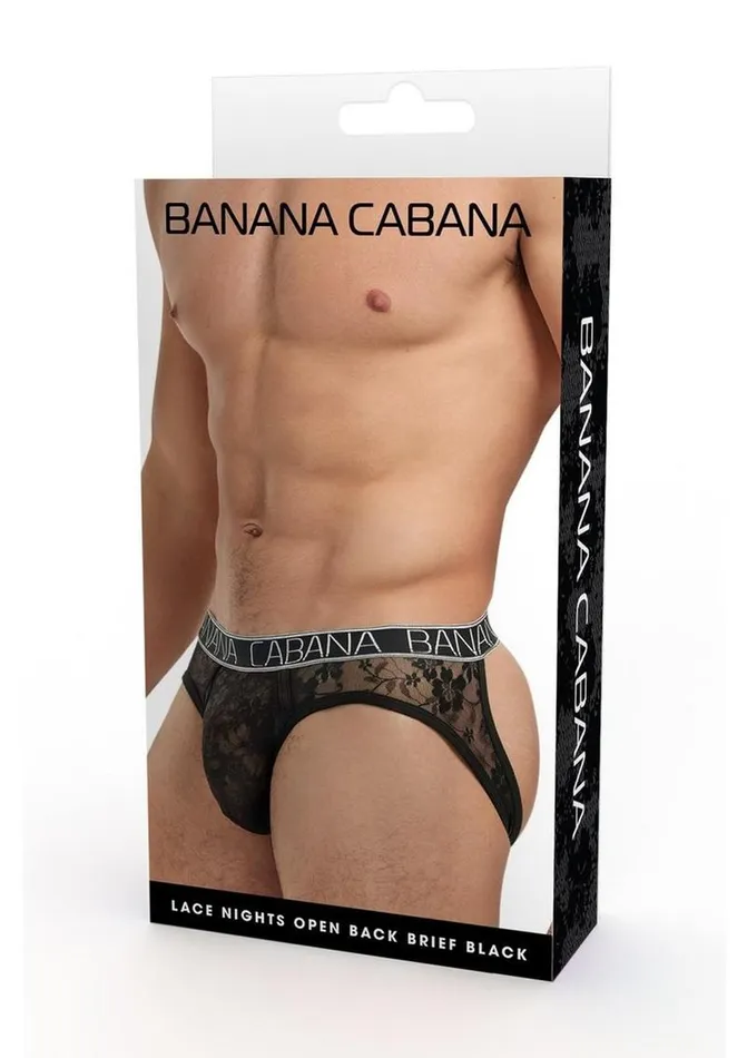 Female Sex Toys Banana Cabana Banana Cabana Lace Nights Open Back Brief