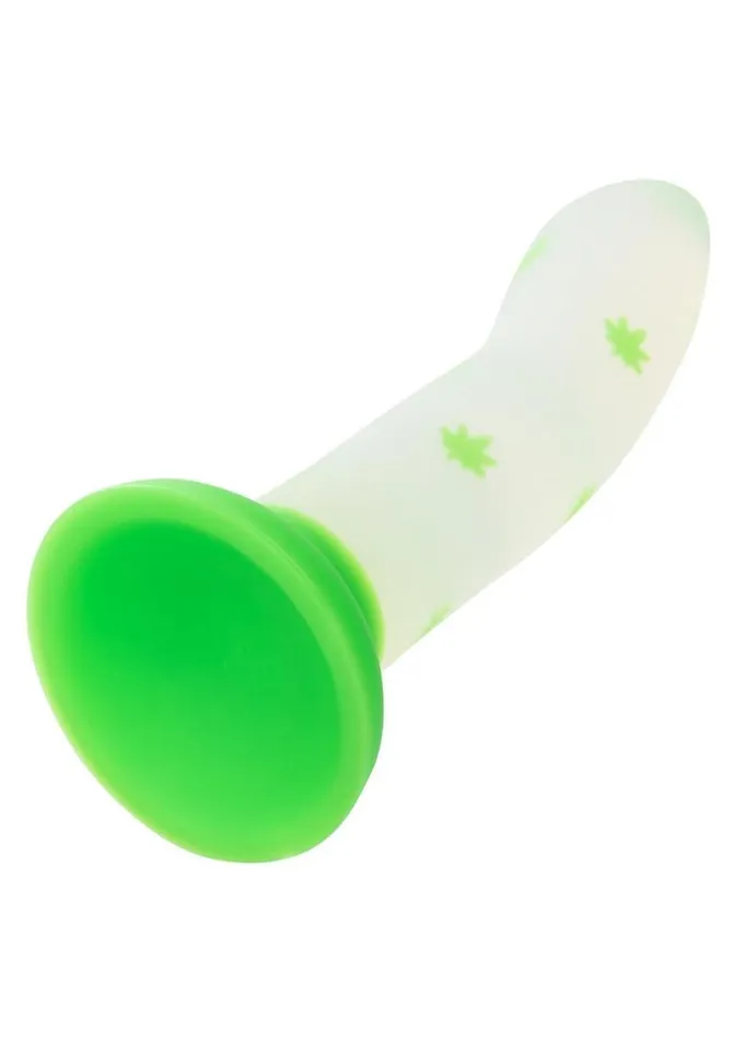 Female Sex Toys CalExotics Glow Stick Leaf Silicone Glow In The Dark Dildo with Suction Base