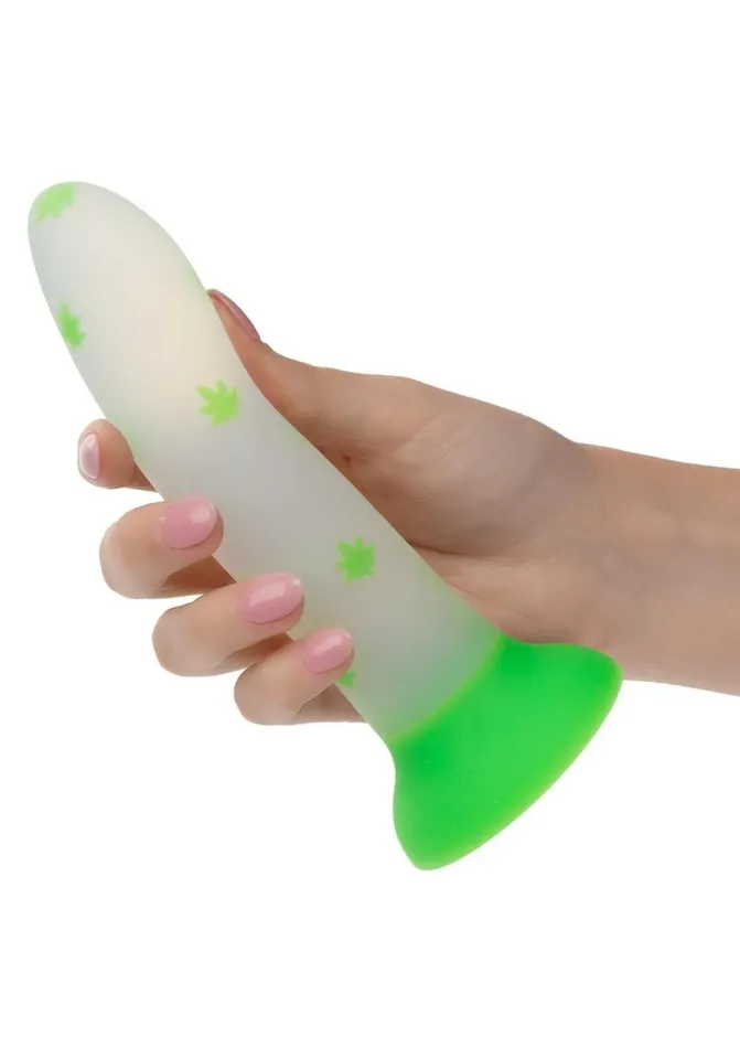 Female Sex Toys CalExotics Glow Stick Leaf Silicone Glow In The Dark Dildo with Suction Base