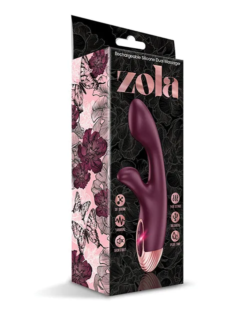 Global Novelties LLC Female Sex Toys Zola Rechargeable Silicone Dual Massager BurgundyRose Gold