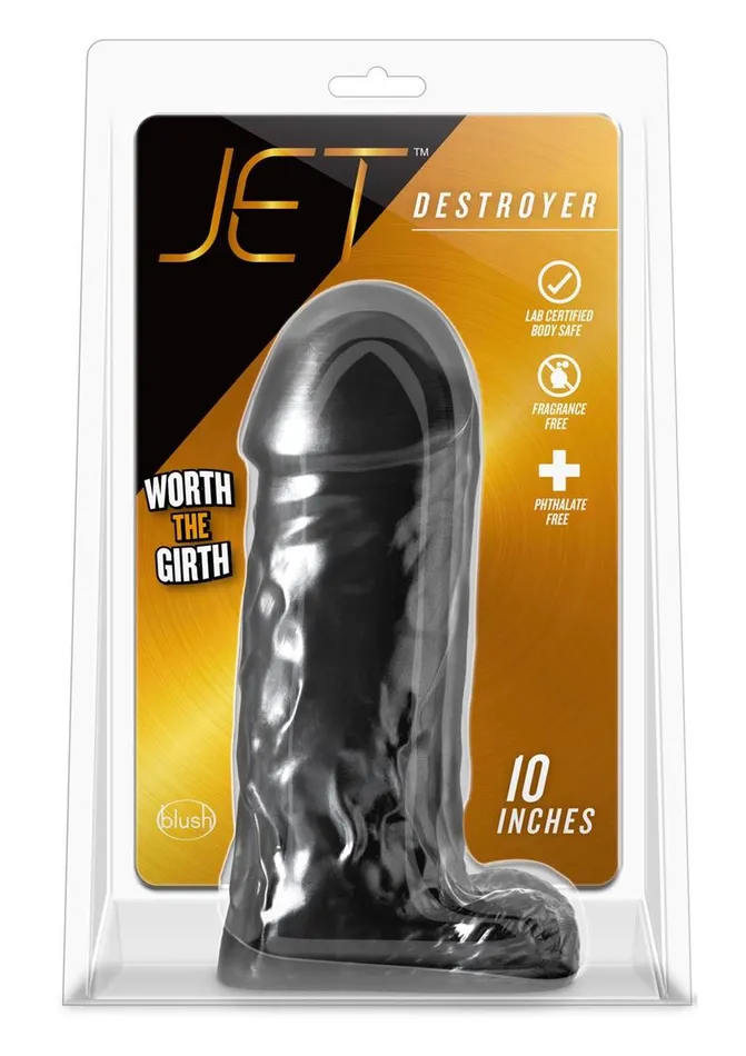 Jet Female Sex Toys Jet Destroyer Dildo with Balls 10in Carbon Metallic