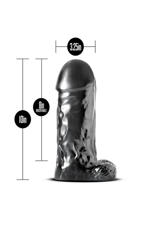 Jet Female Sex Toys Jet Destroyer Dildo with Balls 10in Carbon Metallic