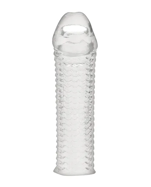 Male Sex Toys Blue Line C B 65 Textured Penis Enhancing Sleeve Extension Clear Electric Eel INC