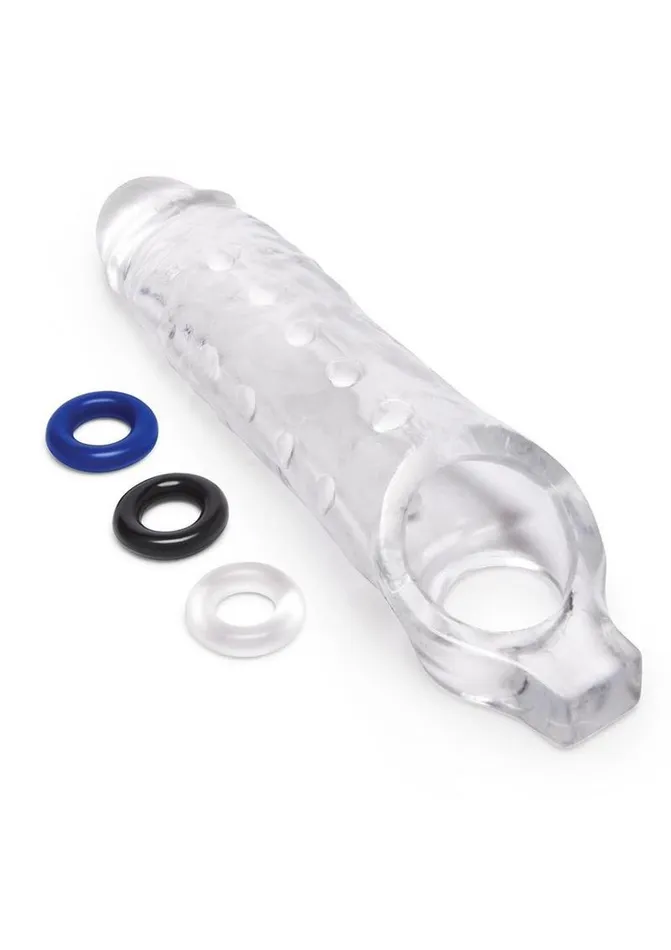 Male Sex Toys Size Up Size Up Studded Clear View Penis Extender with Ball Loop