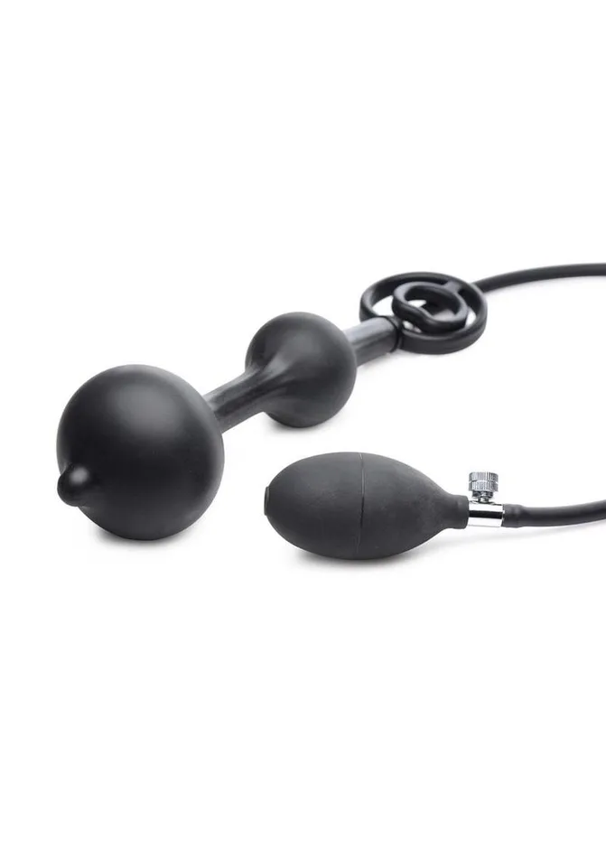 Master Series Devils Rattle Inflatable Silicone Plug with Cock Ring Master Series Male Sex Toys