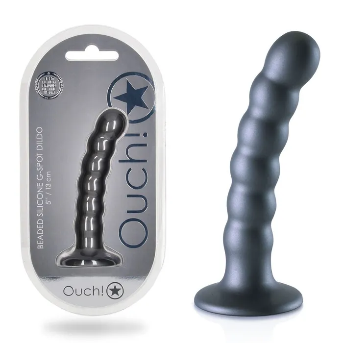 Shots Toys Female Sex Toys OUCH Beaded Silicone GSpot Dildo Grey 5 13cm