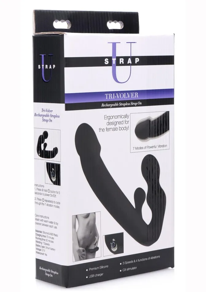 Strap U TriVolver Rechargeable Silicone Strapless StrapOn STRAP U Female Sex Toys