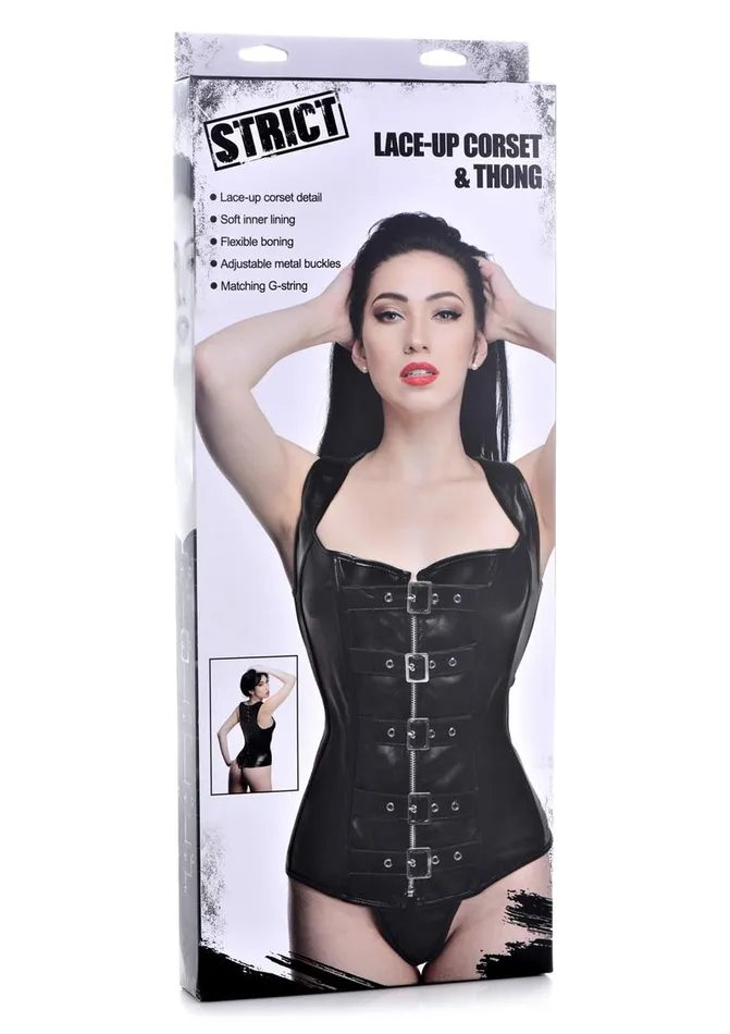 Teddies And Bodies STRICT Strict LaceUp Corset Vest and Thong