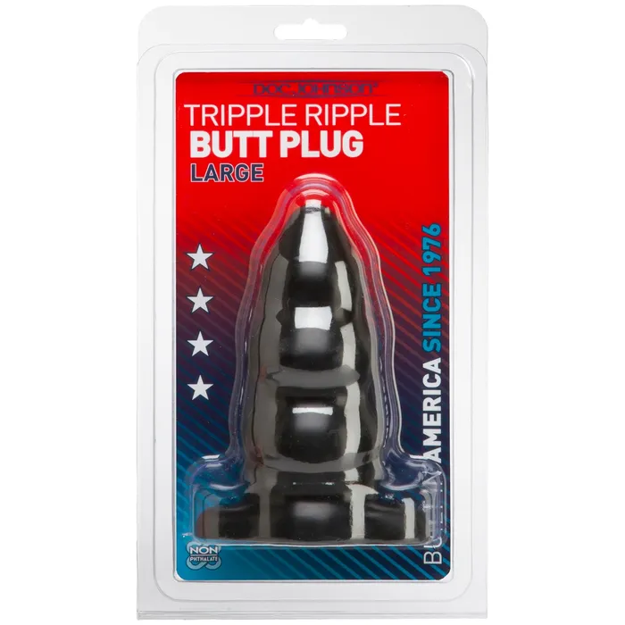 Triple Ripple Butt Plug Large Black Doc Johnson Anal