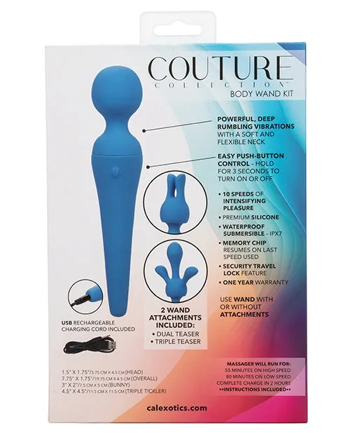 Vibrators California Exotic Novelties Couture Collection Body Wand Vibrator Kit Blue