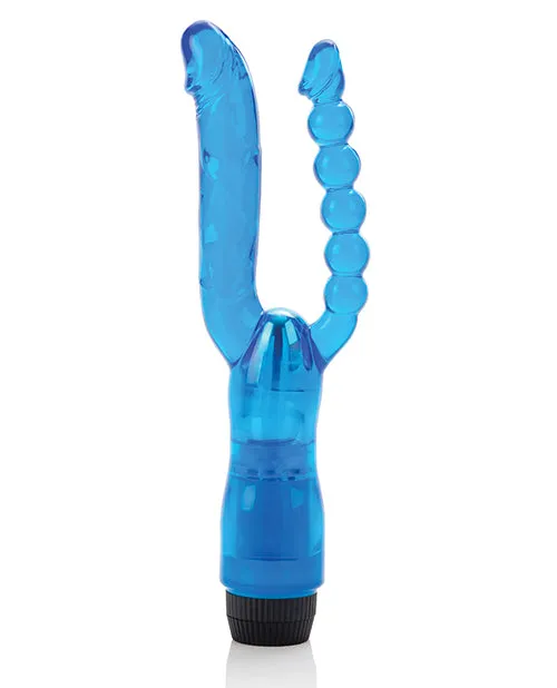 Vibrators Crystalessence 5 Dual Penetrator Blue California Exotic Novelties