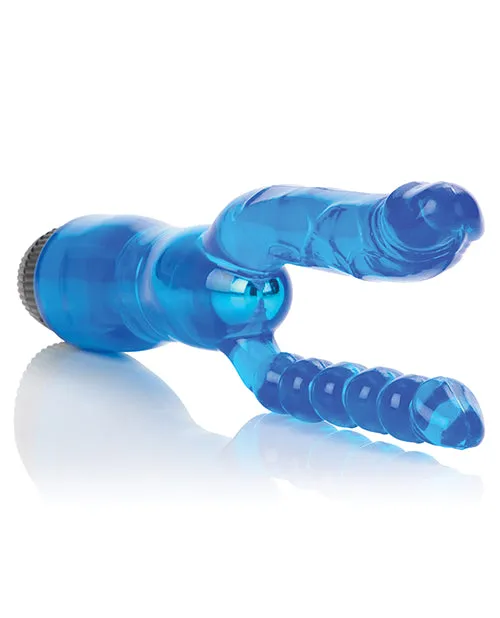 Vibrators Crystalessence 5 Dual Penetrator Blue California Exotic Novelties