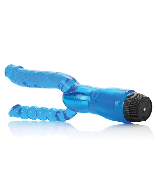 Vibrators Crystalessence 5 Dual Penetrator Blue California Exotic Novelties