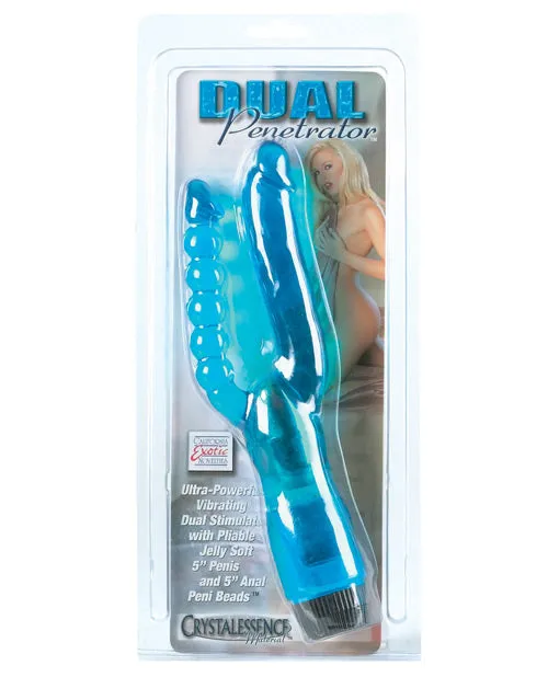 Vibrators Crystalessence 5 Dual Penetrator Blue California Exotic Novelties