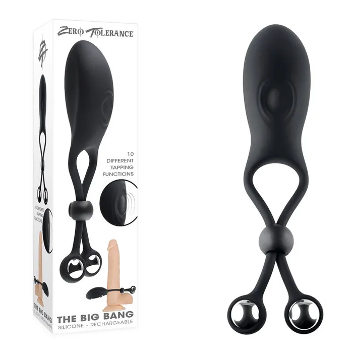 Zero Tolerance THE BIG BANG Black USB Rechargeable Vibrating Lasso Cock Ring Zero Tolerance Male Sex Toys