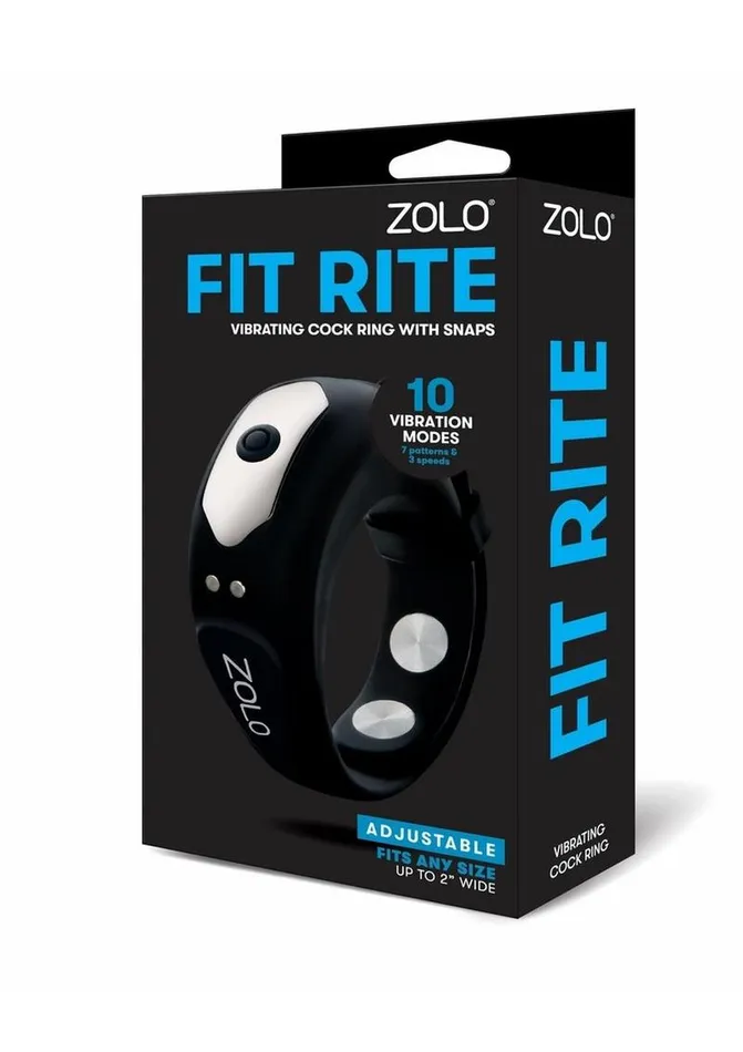 ZOLO Fit Rite Adjustable Vibrating Silicone Rechargeable Cock Ring with Snaps Zolo Male Sex Toys