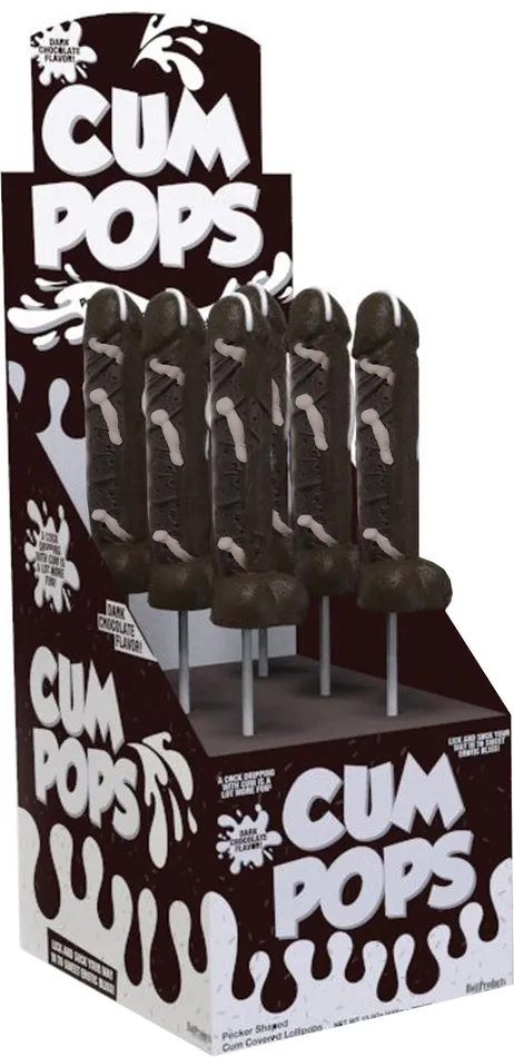 Cum Cock Pops Dark Chocolate 6 Piece POP Display Hott Products Dildos