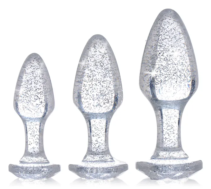 Glitter Gem Anal Plug Set Silver XR Brands Booty Sparks Anal