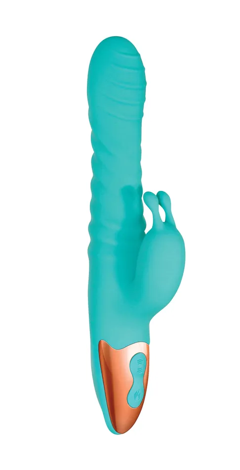 Heat Me Up Warming Rabbit Thruster Aqua Adam and Eve Vibrators