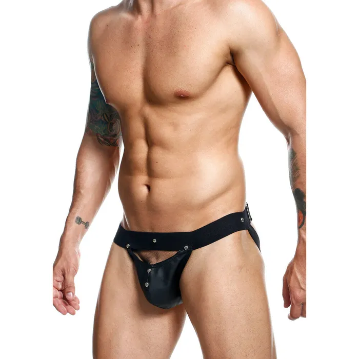 Male Basics Male Basics Dngeon Peekaboo Jock Black One Size Anal