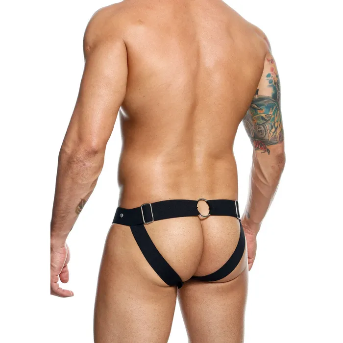 Male Basics Male Basics Dngeon Peekaboo Jock Black One Size Anal