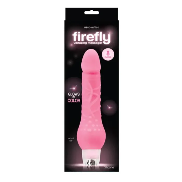 NS Novelties Vibrators Firefly 8 Inch Vibrating Massager GlowInTheDark Vibrator Pink