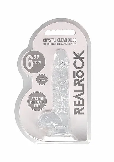 SHOTS AMERICA Dildos Realrock 6in Realistic Dildo W Balls Crystal Clear