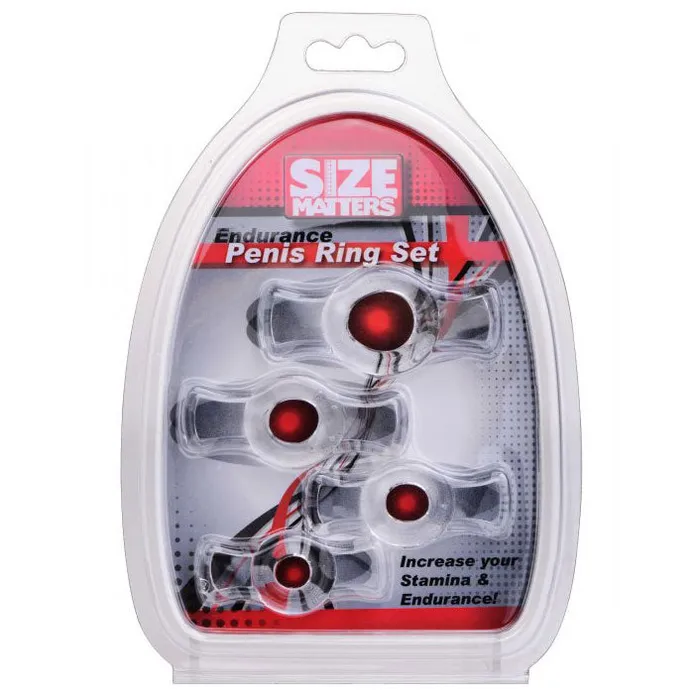 Size Matters Endurance Penis Ring Set Clear 4 Pieces Size Matters Male Sex Toys