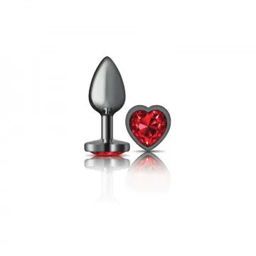 Viben Anal Cheeky Charms Heart Deep Red Small Gunmetal Butt Plug