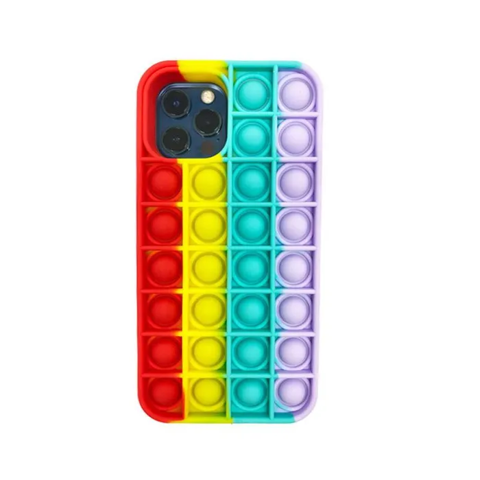 3ZToyBox Vibrators Push Pop Phone Case Bubble Sensory Toy Rainbow Soft Case for iPhone 12