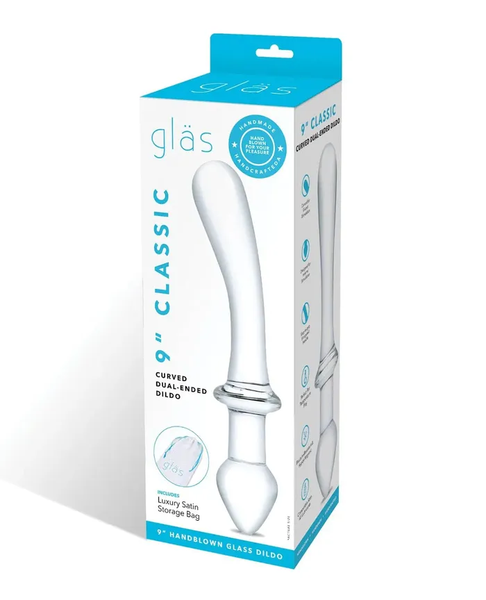 9 Inch Classic Curved DualEnded Dildo Clear Glas Dildos