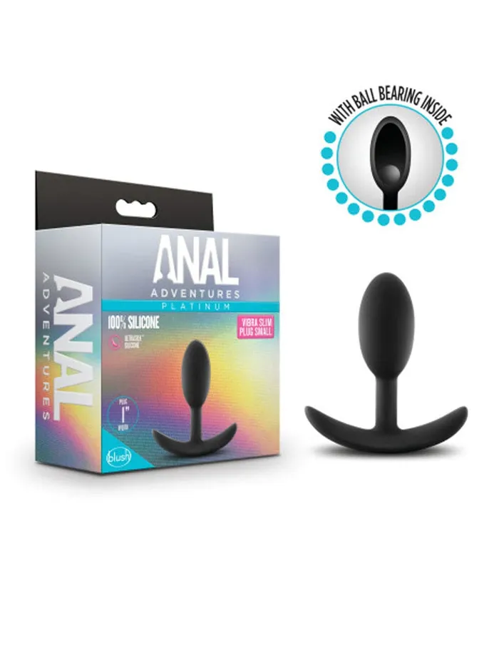 Anal Adventures Platinum Silicone Vibra Slim Plug Small Black Blush Novelties Anal