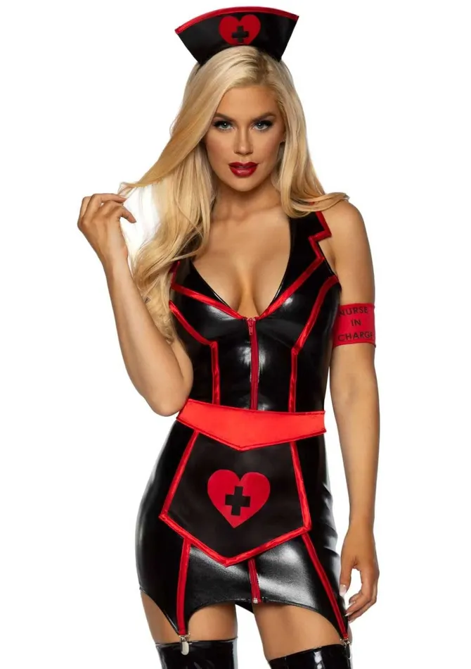 Anal Leg Avenue Naughty Nurse Costume Medium Blackred