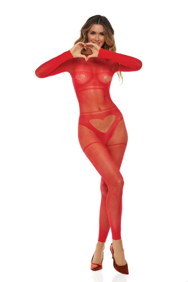 Bodystockings Playsuits Rene Rofe Mad Love Bodystocking One Size Red