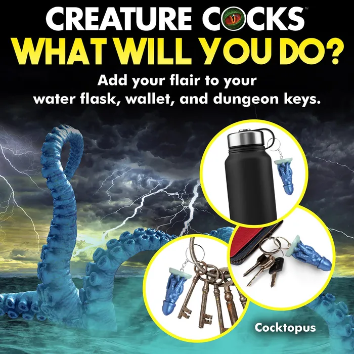 Cocktopus Keychain Blue XR Brands Creature Cocks Vibrators