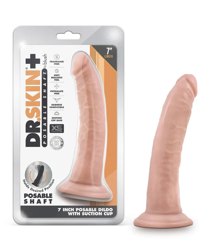 Dildos Blush Novelties Dr Skin Plus 7 Inch Posable Dildo Vanilla