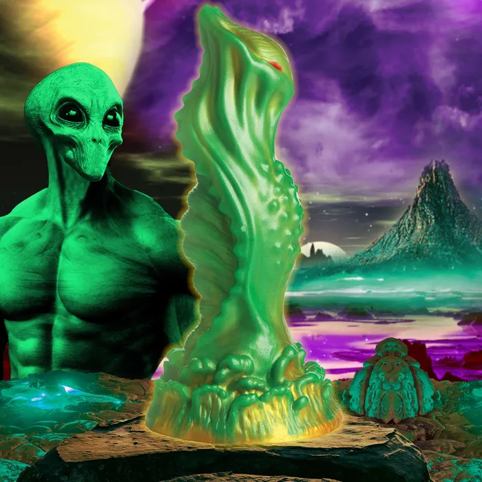 Dildos Nebula Alien Silicone Dildo Green XR Brands Creature Cocks