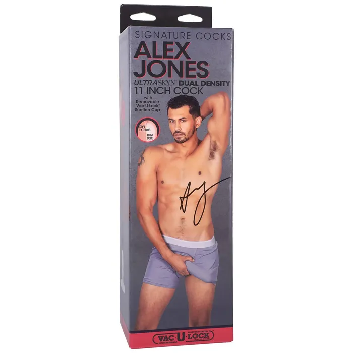 Doc Johnson Dildos Signature Cocks Alex Jones 11 Inch Cock With Removable VacULock Suction Cup Caramel