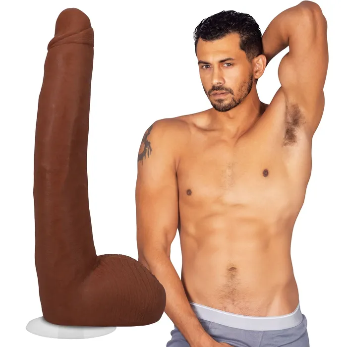 Doc Johnson Dildos Signature Cocks Alex Jones 11 Inch Cock With Removable VacULock Suction Cup Caramel