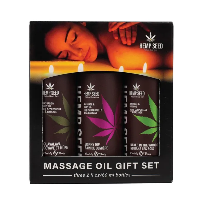 Earthly Body Couples Hemp Seed Massage Oil Holiday Gift Set