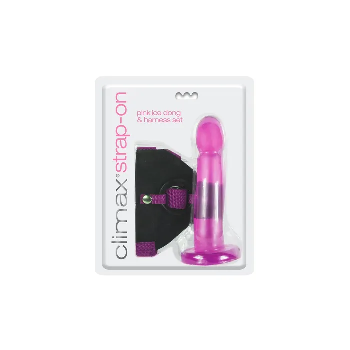 Female Sex Toys Topco Climax Strapon Pink Ice Dong Harness Set