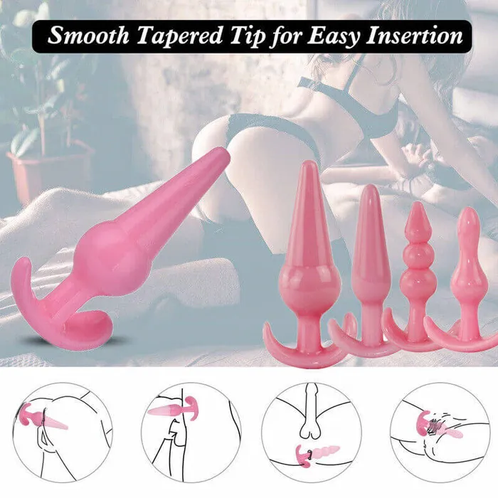 Male Sex Toys NyoKii 4 Pcs Silicone Anal Plug For Beginner To Pro AN10